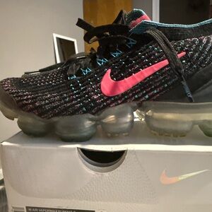 Nike VaporMax Flyknit Black with Pink and Blue Accents